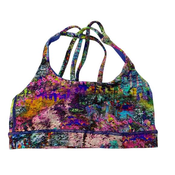 Lululemon Energy Sports Bra Womens Size 4 Multi Criss Cross Back Electric Jungle - Picture 1 of 5